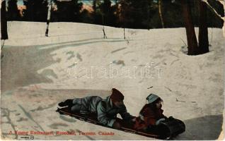 Rosedale, Toronto (Canada); A Young Enthusiast, sled, winter sport (EB)