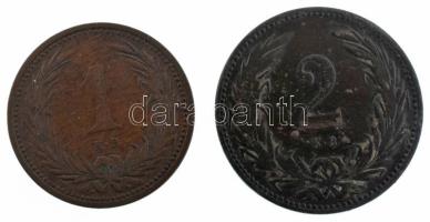 1895. 2f bronz + 1897KB 1f bronz T:VF Adamo K1,K2