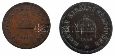 1895. 2f bronz + 1897KB 1f bronz T:VF
Adamo K1,K2