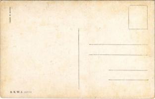 Winter sport art postcard with four-man controllable bobsled, bobsleigh, sledding down, humour. B.K....