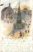 Nürnberg with Schöner Brunnen litho Emb. (EB)