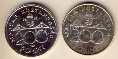 1992-94. 200Ft Ag "MNB" + "Deák" T:BU,2