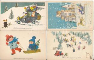 42 db MODERN magyar retro grafikai karácsonyi üdvözlő képeslap (Képzőművészeti Alap) / 42 modern Hungarian retro graphic Christmas greeting postcards