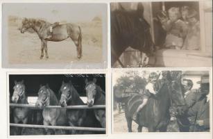 4 db RÉGI fotó képeslap: lovak és gyerekek / 4 pre-1945 photo postcards: horses and children