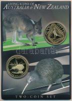 Ausztrália 2005. 1$ Aboriginál Kenguru + Új-Zéland 2005. 1$ Rowi Kiwi közös, sorszámozott dísztokban, 07368 sorszámmal T:PP Australia 2005. 1 Dollar Aboriginal Kangoroo + New Zealand 2005. 1 Dollar Rowi Kiwi serial numbered 07368 joint cardboard case C:PP