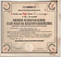 1946. Budapest "Dreher-Haggenmacher Első Magyar Részvényserfőződe" részvényelismervény ide...