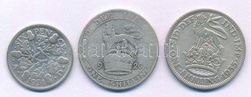 Nagy-Britannia 1920. 1Sh Ag "V. György" + 1931. 6p Ag "V. György" + 1935. 1Sh Ag...
