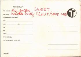 Tungsram reklám QSL rádióamatőr lapon / Hungarian light bulb advertisement QSL card (gyűrődések / cr...