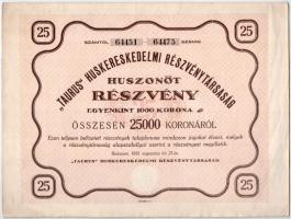 4db-os vegyes részvény, kötelezvény, biztosítási okmány tétel, közte Budapest 1923. "'Taurus' Huskereskedelmi Részvénytársaság" huszonöt részvénye egyben, egyenként 1000K-ról, szárazpecséttel + Budapest 1946. "Budapest Székesfőváros 1914. évi 4 1/2%-kal kamatozó 158.000.000K adómentes kölcsön" ideiglenes kötelezvénye 480K-ról, szárazpecséttel és szelvényutalvánnyal (2x) T:F,VG szakadások