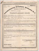 4db-os vegyes részvény, kötelezvény, biztosítási okmány tétel, közte Budapest 1923. "'Taur...