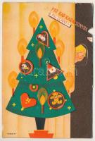 Mit kap karácsonyra .... ? Karácsonyi mechanikus forgó üdvözlőlap / Christmas greeting, mechanical p...