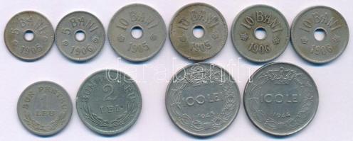 Románia 1905-1944. 10db-os érmetétel T:XF-F Romania 1905-1944. 10pcs coin lot C:XF-F