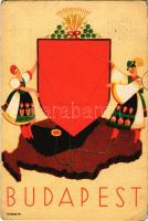 Budapest, magyar folklór művészlap, irredenta propaganda. Globus R.T. / Hungarian folklore art postcard, irredenta propaganda (EB)