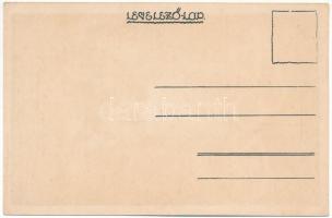 Az Est napilap reklámja. Seidner Műintézet / Hungarian newspaper advertisement art postcard s: Vadás...