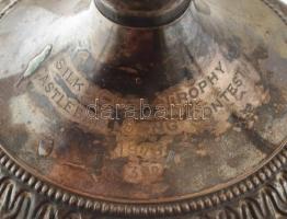 cca 1970 Háromágú gyertyatartó. Silk Cut song trophy véséssel 34x18 cm