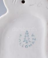 Hollóházi kutya + Aquincum akt, jelzett, kis kopással, m: 14-15 cm