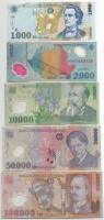 Románia 1998-2001. 1000L-100.000L (5xklf) T:VF-VG Romania 1998-2001. 1000 Lei - 100.000 Lei (5xdiff) C:VF-VG