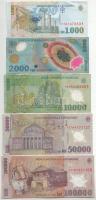 Románia 1998-2001. 1000L-100.000L (5xklf) T:VF-VG Romania 1998-2001. 1000 Lei - 100.000 Lei (5xdiff)...