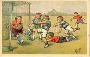 Boys playing football, football match. B.K.W.I. 401-6. s: K. Feiertag