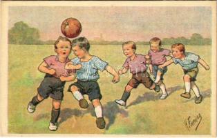Boys playing football, football match. B.K.W.I. 401-2. s: K. Feiertag