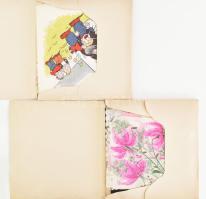 2 csomag ciklámen szalvéta cca 1960 klf darabokkal, teli