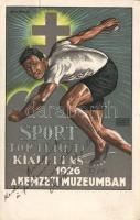 1926 Sporttörténeti kiállítás reklámlap Eötvös Zoltán gyorskorcsolyázó saját kezű dedikációjával