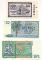 Mianmar / Burma 1965. 1K a kötegelés jellegéből származó lyukakkal és rozsdafoltokkal + 1973. 5K + 1...