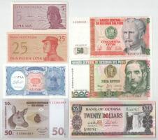 Vegyes 7db-os bankjegy, közte Peru, Kongó, Indonézia, Egyiptom és Guyana T:UNC,AU Mixed 7pcs of banknote lot with Peru, Congo, Indonesia, Egypt and Guyana C:UNC,AU