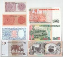 Vegyes 7db-os bankjegy, közte Peru, Kongó, Indonézia, Egyiptom és Guyana T:UNC,AU
Mixed 7pcs of ban...