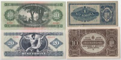 8db-os jó állapotú korona, pengő és forint bankjegy tétel, közte 1945. 100P (2x) egyugrásos sorszámk...