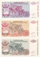 Horvátország / Krajinai Szerb Köztársaság / Knin 1993. 5000D + 50.000D + 500.000D T:AU,XF
Croatia /...