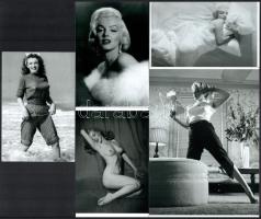 Marilyn Monroe (korábban Norma Jeane Mortenson) (1926-1962) színésznő, fotómodell, énekesnő, az 1950-es évek szexszimbóluma, eltérő időben készült fényképei, Pánczél György (1920-?) filmtörténész gyűjteményéből 5 db modern nagyítás, jelzés nélkül, 21x15 cm és 15x10 cm