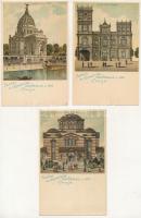 Párizsi világkiállítás 1900 9 db szines litho képeslap / Exposition universelle 1900, 9 coloured litho postcards