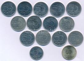 2004-2021. 50Ft Cu-Ni (13xklf) forgalmi emlékpénz + 2020. 10Ft Cu-Ni "Tisztelet a hősöknek&quot...