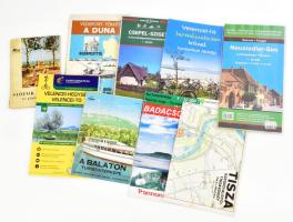 10 db turistatérkép: Duna vízisport-térkép, Balaton és környéke, Velencei-tó, stb.