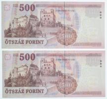 2013. 500Ft (2x) sorszámkövetők "ED 6404851 - ED 6404852" T:UNC
