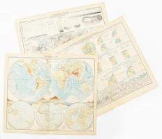 cca 1890-1900 Sydow-Wagners methodischer Schul-Atlas 3 db térképe (No. 4., 5., 6.), Gotha, Justus Pe...