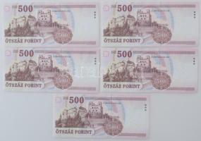 2013. 500Ft (5x) sorszámkövetők "ED 8104882 - ED 8104886" T:UNC,AU