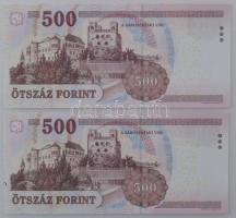 2013. 500Ft (2x) sorszámkövetők "EB 4393467 - EB 4393468" T:UNC,AU