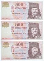 2013. 500Ft (18x) egyugrásos sorszámkövetők "EB 4393470 - EB 4393488" az "EB 4393473&...