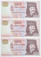 2013. 500Ft (18x) egyugrásos sorszámkövetők "EB 4393470 - EB 4393488" az "EB 4393473&...