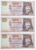 2013. 500Ft (18x) egyugrásos sorszámkövetők "EB 4393470 - EB 4393488" az "EB 4393473&...