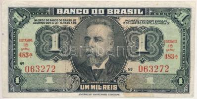 Brazília 1923. 1000R &quot;483 A 063272&quot; T:F  Brazil 1923. 1000 Réis &quot;483 A 063272&quot; C:F