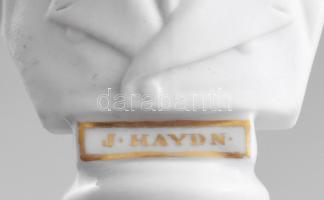 cca 1860 Royal Vienna J. Haydn büszt. Mázas és biszkvit porcelán, jelzett, kis kopással, m: 11,5 cm