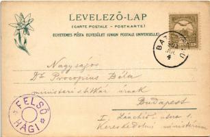 1902 Tátra, Magas-Tátra, Vysoké Tatry; Poprádi-tó a Majláth-menedékházzal. Feitzinger Ede 1902/12. A...