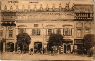 1911 Eperjes, Presov; Rákóczi ház, Goldwender Henrik üzlete. Divald Károly Fia kiadása / Rákóczi mansion, shops (EK)