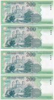2001. 200Ft (4x) sorszámkövetők "FD 7377382 - FD 7377385" T:UNC,AU