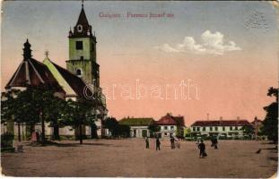 1915 Galgóc, Frasták, Hlohovec; Ferenc József tér, Deutsch Mór, Szold Jakab, Zwebner Mór és Fia üzlete, piac / square, shops, market (EM)