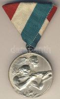 1932. Lövészeti díjérem, ezüstözve, szalaggal T:2