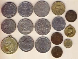 Kis fémpénztétel, egész világ, régi és új 14 db + XIII. Pius pápa Cu emlékérem + II. János Pál pápa emlékveret T:vegyes